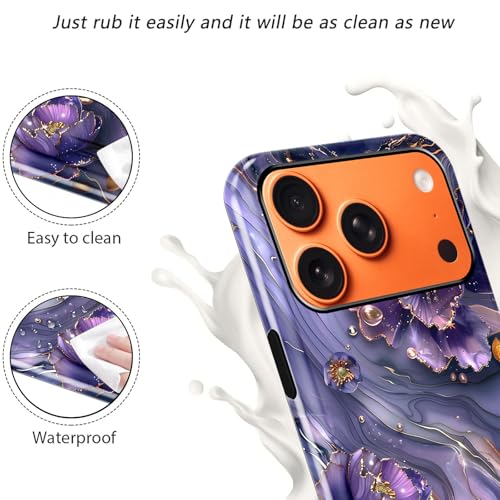 Coque iPhone 17 Pro Max marbre violet or finition premium - 4