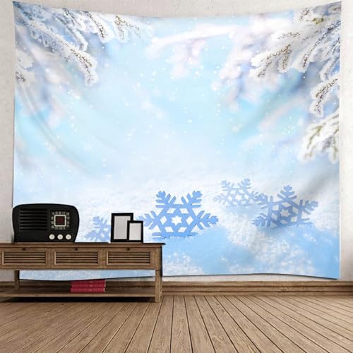 Tapisserie murale flocons de neige 260x240cm tenture hiver moderne RDSGYZ