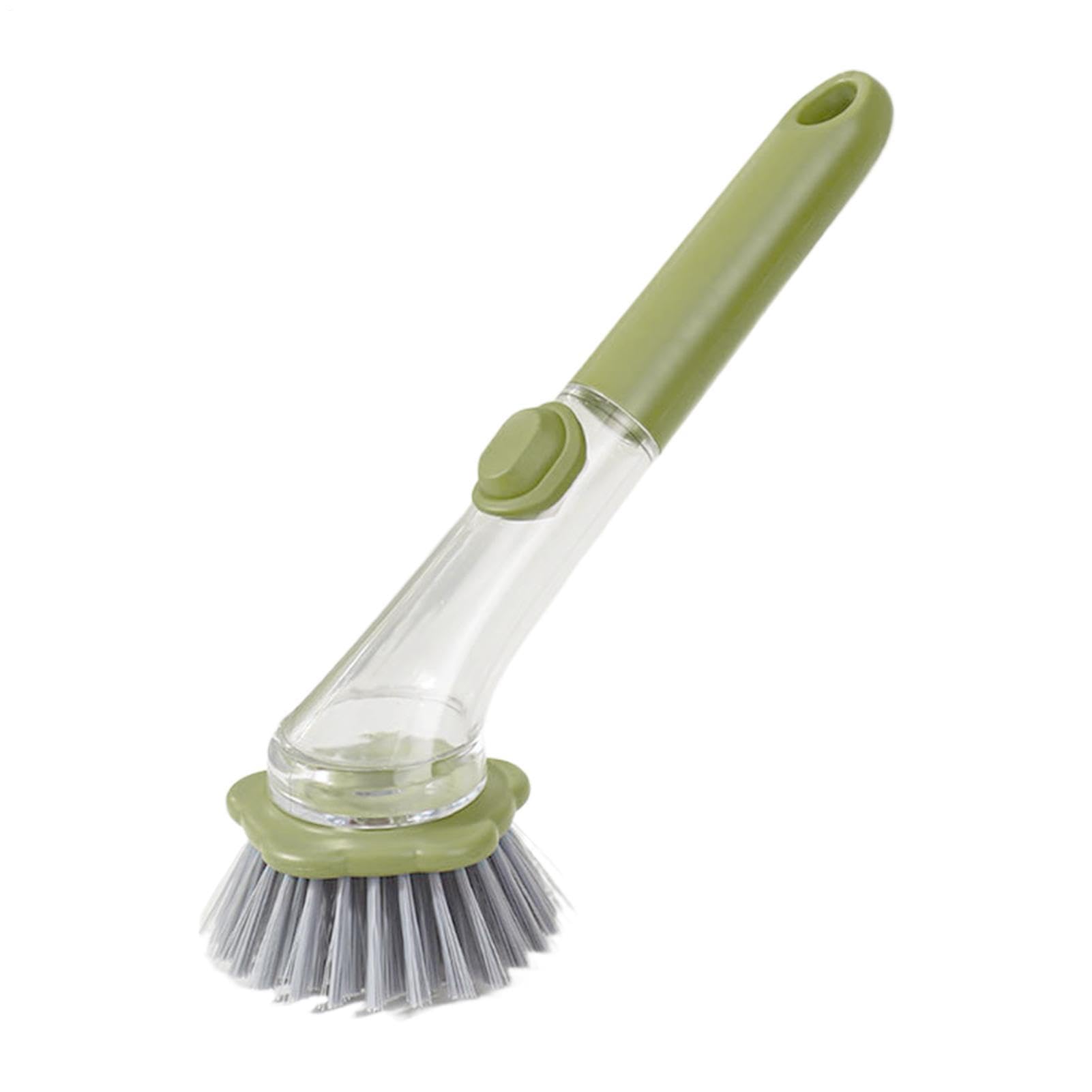 Estropajo manual ergonómico y cepillo lavavajillas con dosificador de jabón para cocina