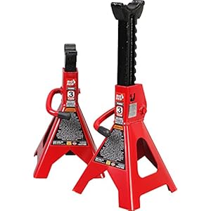 BIG RED T43202 Torin Steel Jack Stands: 3 Ton (6,000 lb) Capacity, Red, 2 count (pack of 1)