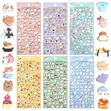 SHANGRLA 600+ Mini Puffy Stickers - Cute Tiny Small Kawaii 3D Puff Sticker for Kids,Girls,Adults - Japanese Micro Sticker for Rewards,Phone Case,Album-Includes Little Animals,Cats,Food & More,6 Sheets
