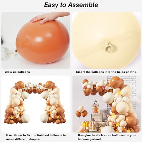 image for RUBFAC 144pcs Caramel Balloons Arch Garland Kit, 18/12/5 Inch Retro Co