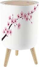 Small Trash Can with Lid Cherry Blossom Spring Flower Japan Garbage Cans 1.8 Gallon Round Wastebasket Dog Proof Trash Can Waste Basket for Bathroom Office Dorm Decor