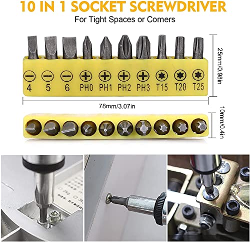 Mxiixm Flexible Drill Bit Extension Kit, Includes 105° Right Angle Drill Attachment, Universal Socket Wrench Tool, Bendable Shaft Extension And Screwdriver Bit Set #TOP5