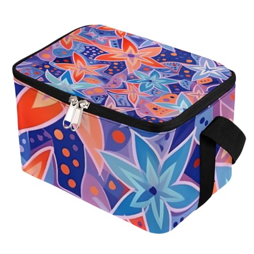 GzLeyigou Lunch Bags for Women Men 9 Cans,Bright Floral Hot & Cold Food Delivery Bag Insulated Grocery Bag Insulated Lunch Box Flowers Cooler Bag for Office Work Picnic Beach