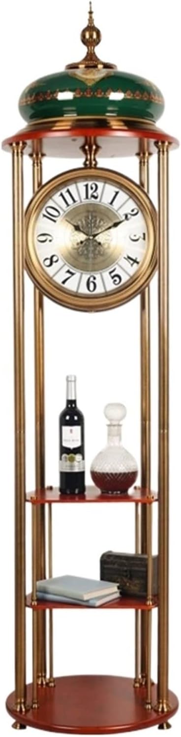 Grandfather Clock Vintage Floor Clock Desktop European Style Floor Clock Home Living Room with Ancient Style Full Copper Pendulum Clock 2023 Grandfather Alarm
