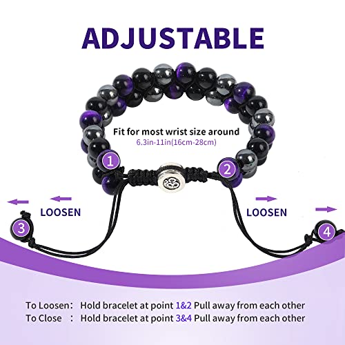 L-Link Triple Protection Bracelet For Women&Mens: Bracelet Obsidian Bracelets Protection Bracelet For Women And Men, 8Mm Crystal Bracelet Bring Luck/Prosperity/Happiness(Purple) #TOP2
