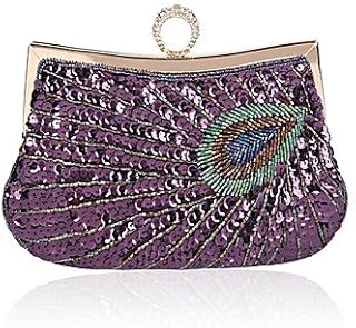 Donne;s Sacchetti in Poliestere Borsa Serale innervamento per Matrimonio Evento/Festa Tutte Le Stagioni Nero Argento Rosso Porpora Fuchsia