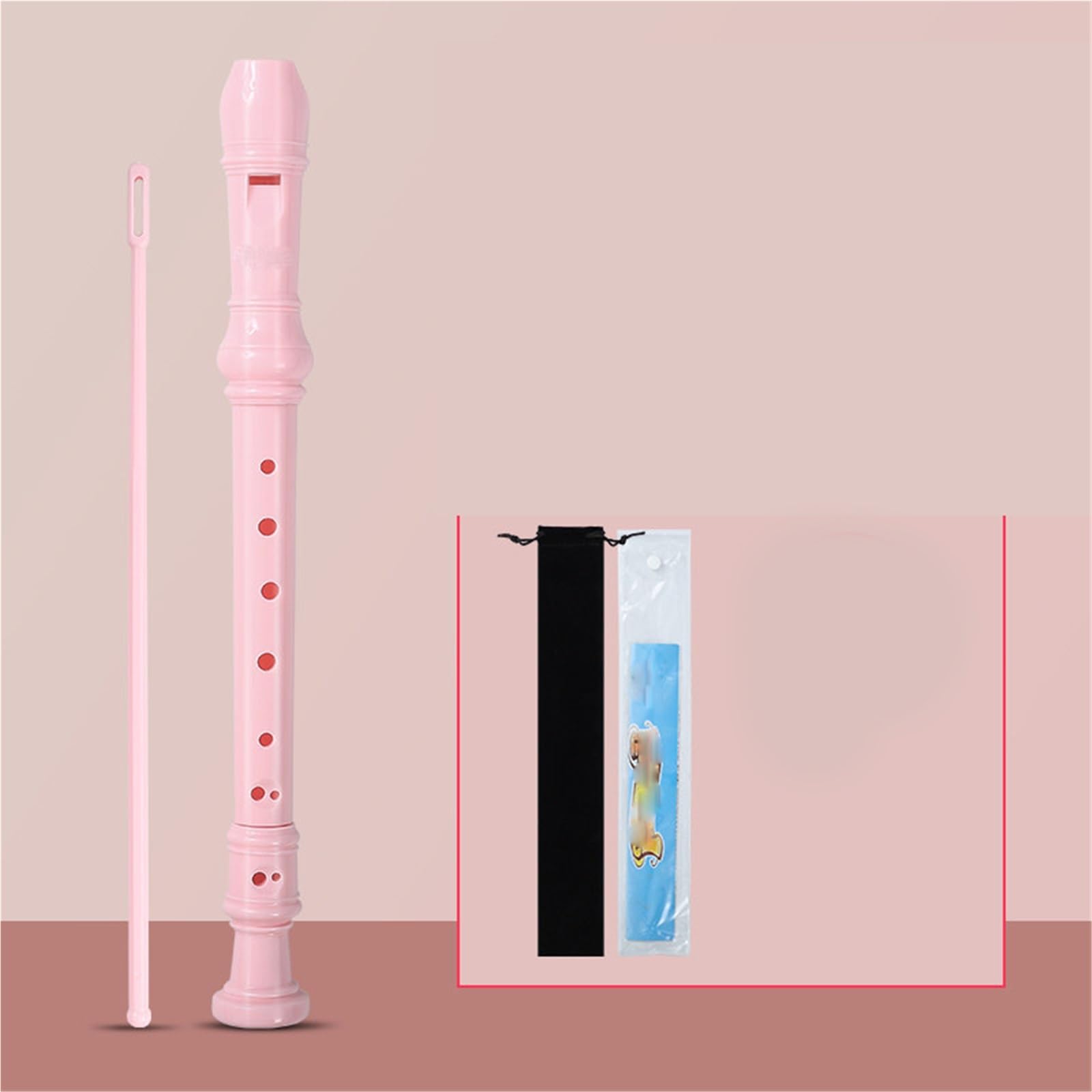 8 otworowy Flet Prosty Sopranowy W Stylu Niemieckim: Idealny Instrument Dla Początkujących Drewniany Flet Prosty(Pink)
