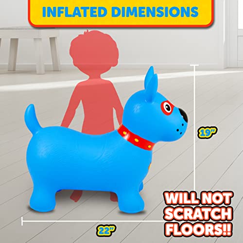 Waddle Bouncy Animal Hopper - Inflatable Hopping Animals, Indoors and Outdoors Fun, Pump Included, Riding Toys for Boys and Girls Ages 2 Years and Up, Blue Super Hero Dog - Image 3