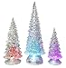 BANBERRY DESIGNS Christmas Tree LED - Set of 3 Acylic Xmas Trees with Painted Colorful Ornaments - Coloring Changing Tabletop Tree Decorations