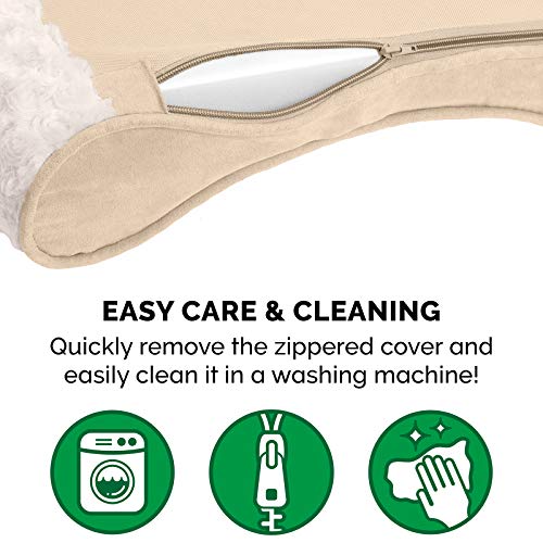Furhaven Cooling Gel Dog Bed for Large Dogs w/ Removable Washable Cover, For Dogs Up to 75 lbs - Ultra Plush Faux Fur & Suede Luxe Lounger Contour Mattress - Cream, Jumbo/XL by Furhaven - Image 7