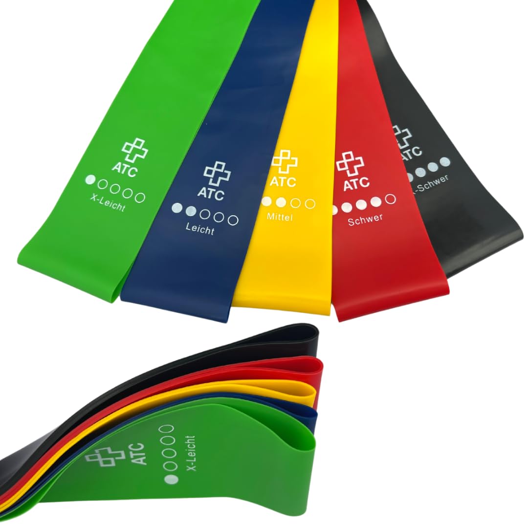 Wild Instincts® Loop Bands in Tessuto, 5 cm di larghezza, Set di 5 / Bande Elastiche Fitness Tessuto/Set di Mini band/Fasce Elastiche Fitness/Elastici Fitness Tessuto/Bande di Resistenza
