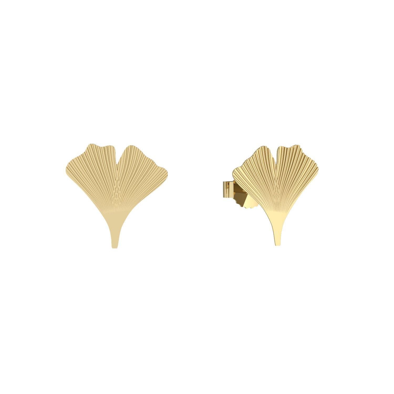 Ginkgoblatt Schmuckset Anhänger und Ohrstecker in Gold hochwertig vergoldet! *inkl. Luxus-Etui + * Kettenanhänger Damen Gingko Ohrstecker Gingko Blatt glänzend Ohrring FF200 VGGG45