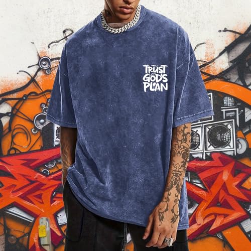 Image of BINTEHGS God Christian T Shirts for Men Jesus Faith Shirt Acid Wash Oversized Tees Bible Verse Graphic Vintage Tshirt