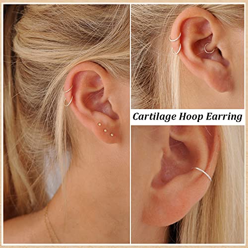 925 Sterling Silver Hoop Earrings Cartilage Small Hoop Earrings For Women 5 Pairs Of Thin Silver Hoop Earrings For Women Hypoallergenic Small Mini Hoop Earrings For Women Men Sleeper Earrings #TOP2