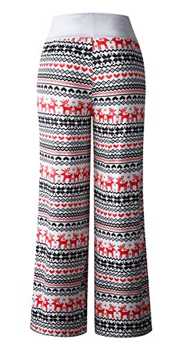 Image of AMiERY Women's Comfy Casual Pajama Pants Floral Print Drawstring Palazzo Lounge Pants Wide Leg