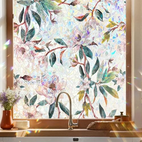 ADD.HERES Window Privacy Film,Colorful Floral Window Stickers,Removable DIY Bouquet Static
