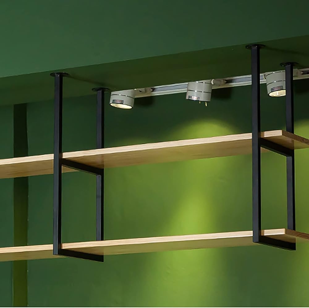 Mensole galleggianti, staffe per mensole da soffitto a 2 strati, scaffale decorativo da parete per bar ristorante, da appendere, facile da installare (dimensioni: 80 x 30 x 60 cm)