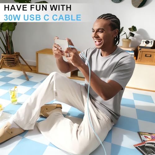Image of Verilux PD 30W Type C to Lighting Cable with Breathing Light, 5.9Ft /1.8M Lighting Cable Nylon Braid with 480Mbps Data Sync for iPhone 14 /13 /12 /11 Pro Max X XS XR 8 /7 /6s Plus SE, Blue