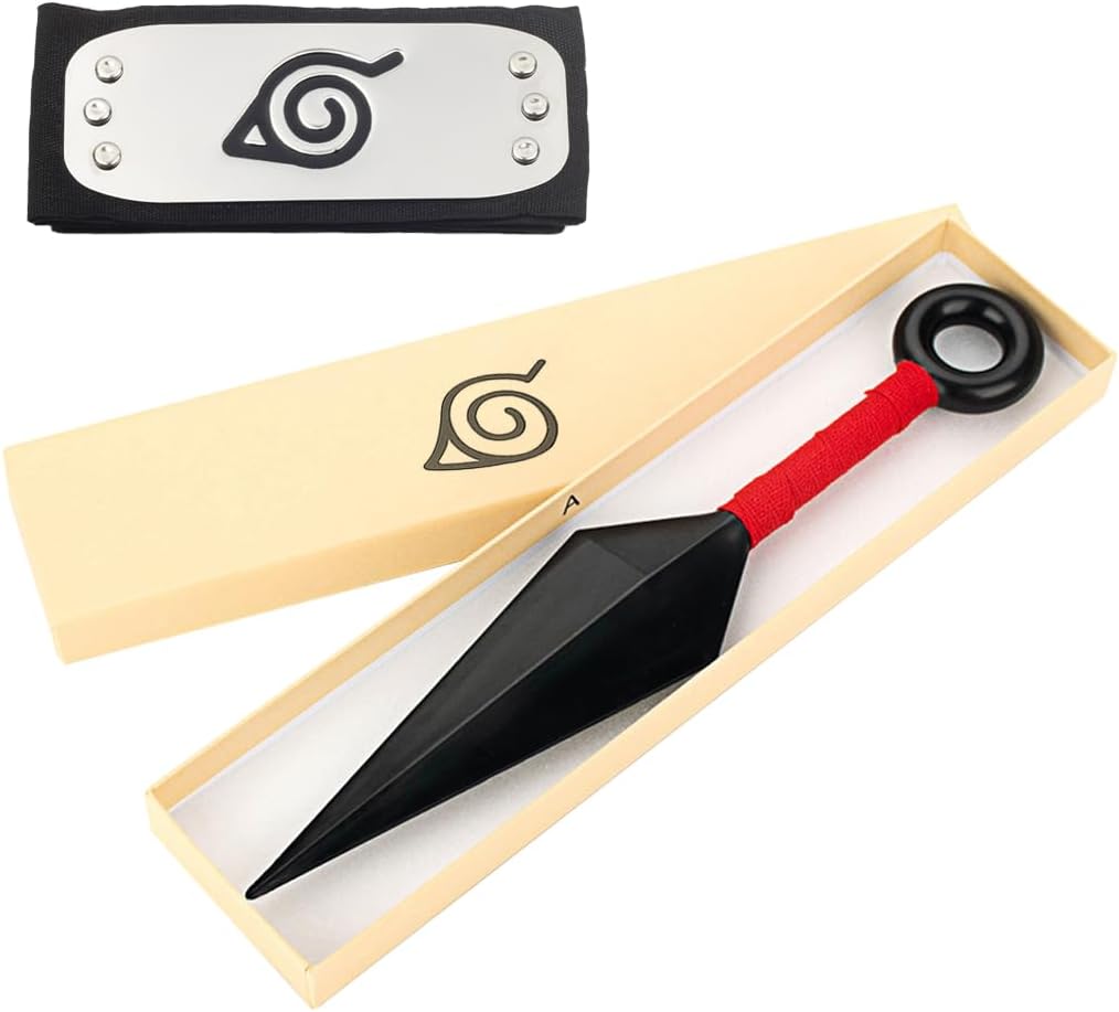 - PATPAT Cosplay Props Ninja Headband & 10'' Kunai Weapon Prop Tie-Back Headband Metal Engraved Icon Headband and Kunai Prop Party Dressing-up Accessories Props Halloween Dressing Props,Black