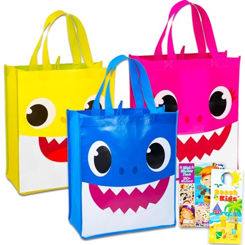 Baby Shark Tote Bag Set - 3 Reusable Grocery Bags,