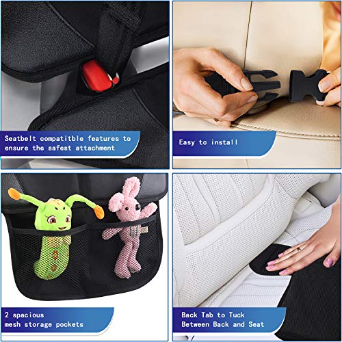 Car Seat Protector, 2 Pack Large Car Seat Protectors For Child Baby Car Seat With Organizer Pockets, Thick Padding Waterproof Car Seat Protector, Auto Vehicle Leather Seats Dog Mat Cover Pads, Black #TOP5