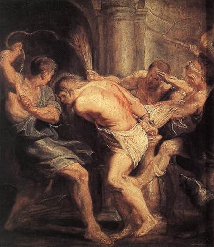 Cuadro de La Flagelación de Cristo por Rubens pintura en lienzo decorativa de 60x90cm