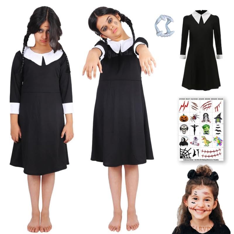 Image of Sarvda Halloween Dress | Costume and Accessories | For Girls and Boys | Haunted Horror Theme Party Vampire Witch Ghost Skeleton Draculla Pumpkin Scary Cosplay Dress
