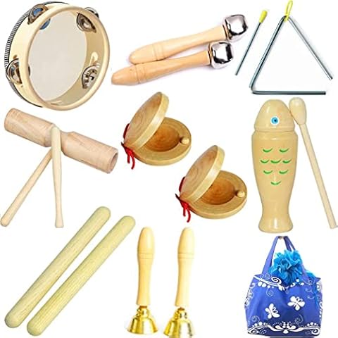 Johgee Musikinstrumente Set für Kinder, Kinderspielzeug ab 3 Jahre, Holz Percussion Set Schlagzeug Schlagwerk Rhythm Toys Musik Kinderspielzeug Cover