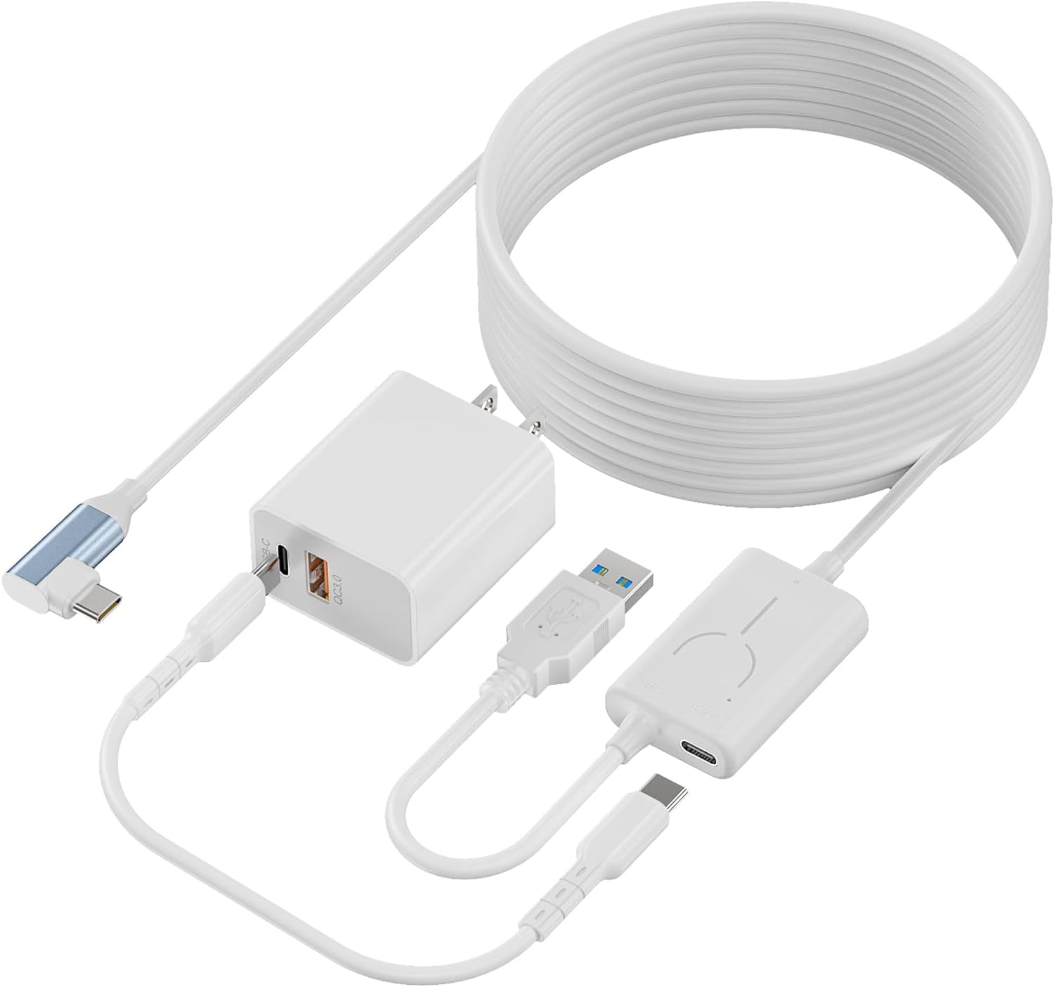 Accessorio cavo da 16 piedi per Meta Quest 3/Quest 2/Quest 1, cavo VR con porta di ricarica indipendente, cavo di ricarica USB 3.0 da tipo C a tipo C per PC da gioco con cuffie VR