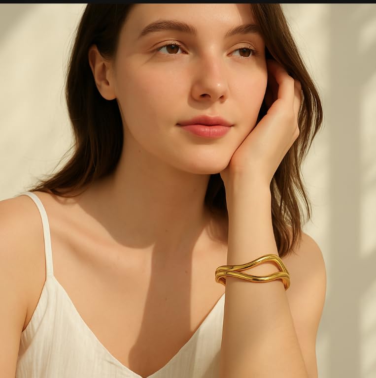 Elegance 11 designs Chunky Gold Bangle Bracelet For Women Trendy Hinged Cuff Gold Cuff Bracelets Open Wide Waterdrop Bangle Jewelry3