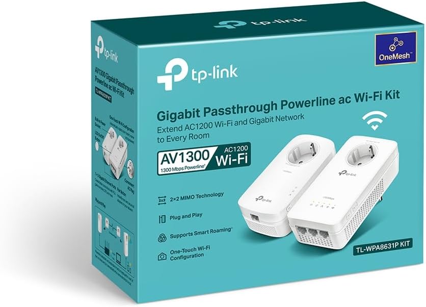 TP-Link TL-WPA8631P KIT Zestaw Powerline AV1300 z WiFi AC1200 3 porty Gigabit Przepustowość OneMesh