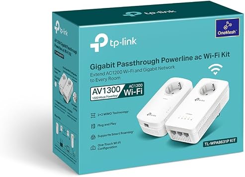 TP-Link TL-WPA8631P KIT, AV1300 Gigabit Passthrough Powerline ac Wi-Fi Kiti | Ağınızı genişletin. İşler ve kablolar yok. 3 GE bağlantı noktası. Entegre fiş. TPPLC uygulaması.