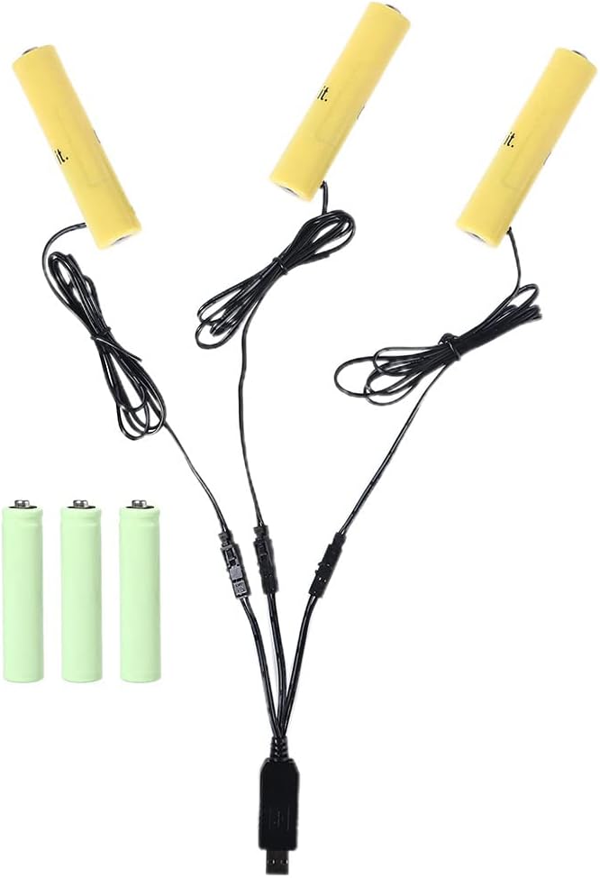 USB to 1.5V 3V 4.5V 6V 3 in 1 LR06 Battery Can Replace 1-4AAA Batteries for Toy Flashlight for Smart Door Battery Cable