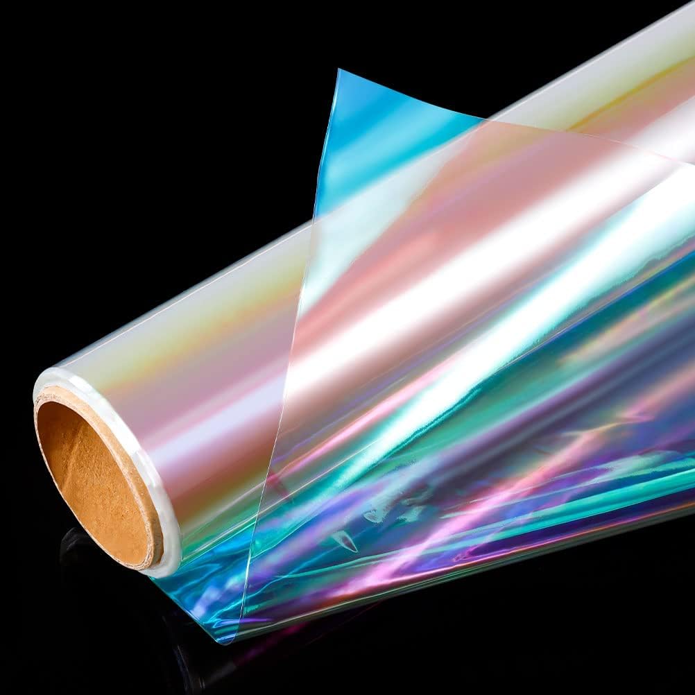 Pengxiaomei 32in x 50 Ft Iridescent Cellophane Wrap for Gift Baskets Flower Wrapping Paper Holographic Cellophane Wrap Roll for Gift Floral Bouquet Wrapping : Health & Household