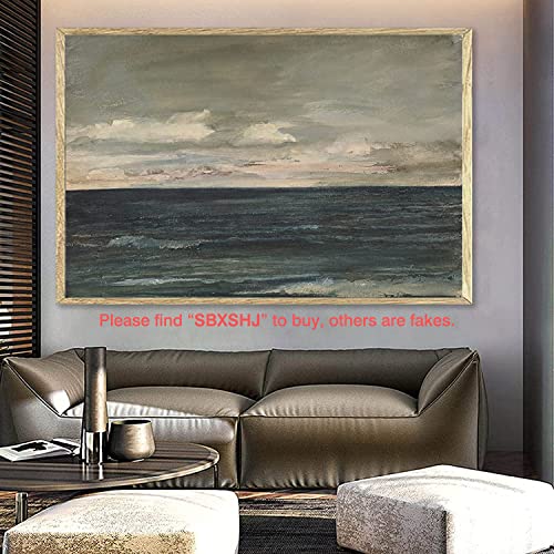 Vintage Seascape Oil Painting On Canvas Shoreline Coastal Landscape Poster Prints Pictures Shoreline Canvas Wall Art For Living Room Decor Seascape Canvas Paintings For Home Decor 24X36Inch No Frame #TOP3