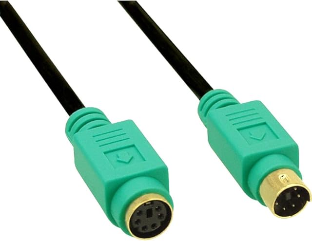InLine® PS/2 cable, InLine®, M/F, black/green, golden contacts, 3m