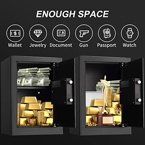 Tenamic Safe Box 2.0 Cuft Electronic Digital Security Box, Keypad Large Lock Box Cabinet Safes With Internal Light, Solid Alloy Steel Office Hotel Home Safe With 2 Passwords, Black #TOP5