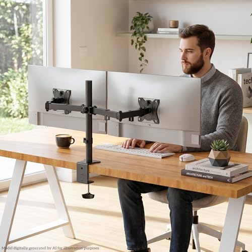 Bras ecran pc double moniteur VESA inclinable orientable noir - 5