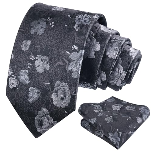 Image of Alizeal Mens 3.15'' Colorful Flower Pattern and handkerchief Necktie Set