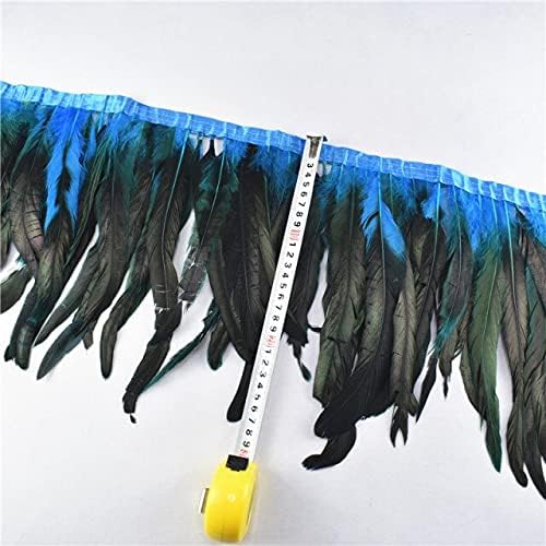 Zamihalaa 1meter/lot Natural Dyeing Pheasant Rooster Tail Feathers Trims 25-30cm DIY Pluma for Crafts Dress Skirt Carnival Costumes Plumes - Lake Blue Feathers