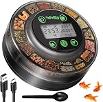 Papettly Automatic Fish Feeder for Aquarium - Auto Fish Food Dispenser for Fish Turtle Tank with USB Cable & LCD Display, Timer Fish Feeder for Vacation Weekend Holiday, with Fish Feeder Spoon(Black)