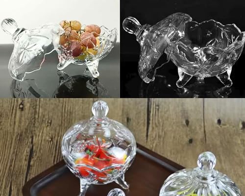 Potiche De Vidro Com Pé Athena Luxo 12cm X 9cm Baleiro Decorativo Pequeno Incolor Premium Bomboniere