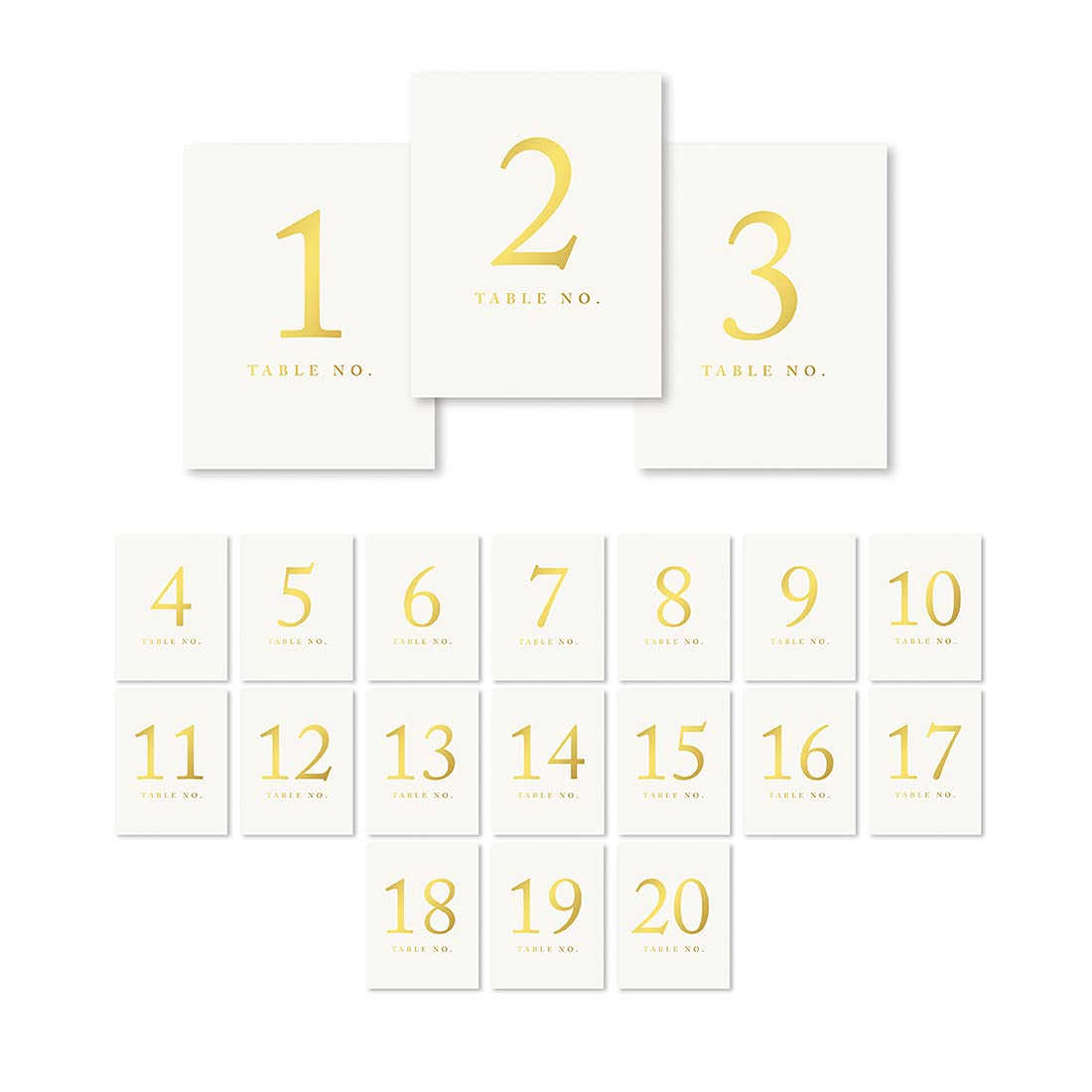 Andaz Press Metallic Gold Table Numbers 1-20, 4x6-Inches Cards for Wedding Reception, Restaurant, Classroom, Boda Seating Chart