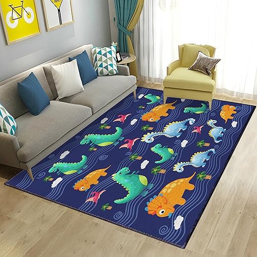 Kyhlten Niedlich Dinosaurier Teppich für Kinder Junge und Mädchen im Kinderzimmer, Weich Flauschig...