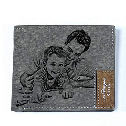 Custom Wallets for Men Double Personalized Photo Wallet Customized (Gray)