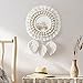 Dremisland Hängenden Wandspiegel Wanddeko mit Makramee Fringe Wand Befestigter Runder Spiegel Wandbehang Feder Anhänger Deko für Wohnung Home Schlafzimmer Wohnzimmer