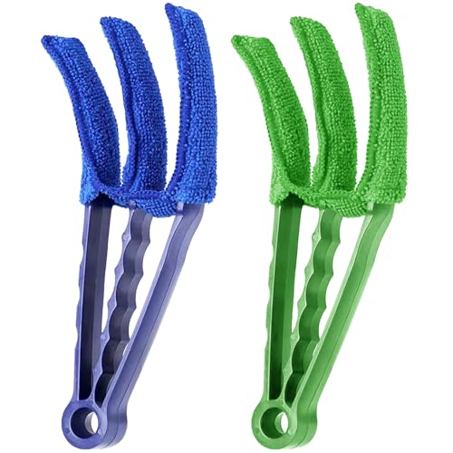 Image of 2 Pack Window Blind Cleaner Duster Brush with 6 Microfiber Sleeves, Blind Cleaner Tools for Window Shutters Blind, Air Conditioner, Jalousie Dust, Car Air Outlet, Fans