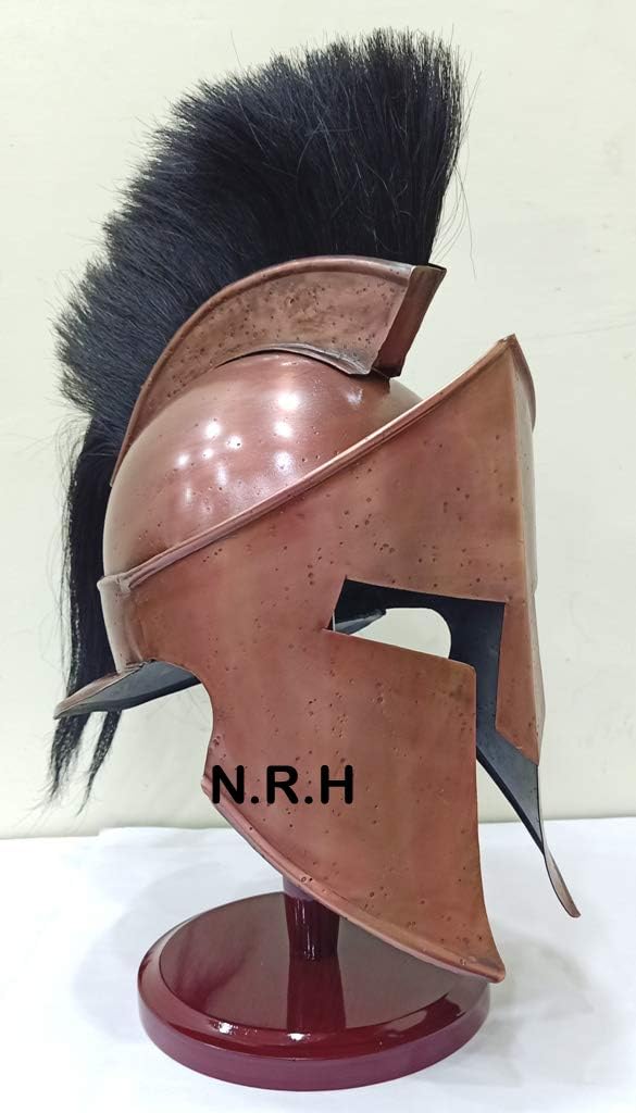 Corinthian Wearable Armor Halloween Helmet with Plumes 300 Movie Authentic Copper Helmet Wooden Stand